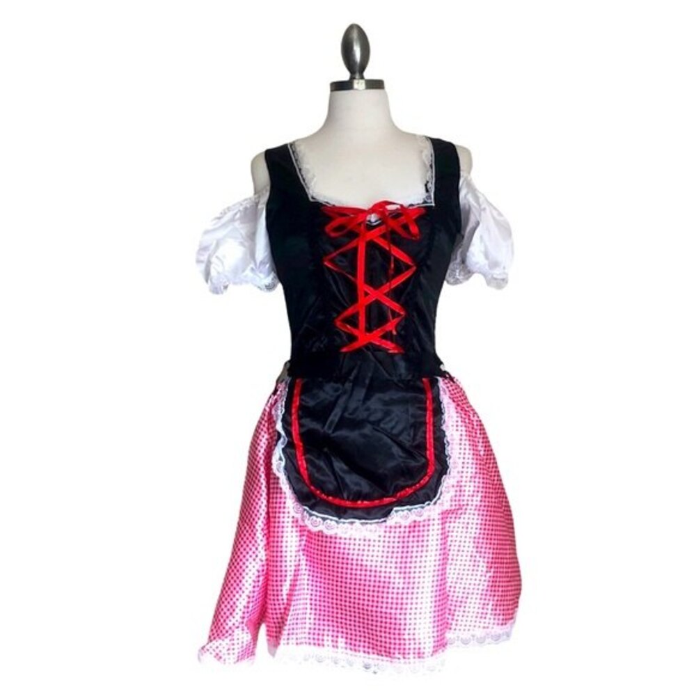 Beautiful Red Checkered Tyrolean Dirndl Dress